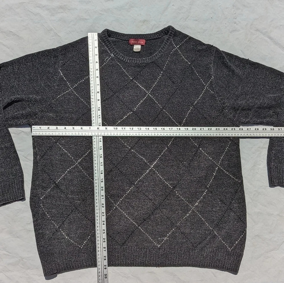 Vintage Hunt Club Argyle Super  Soft Crew Neck Grey Black Sweater Men's XL - Picture 2 of 8